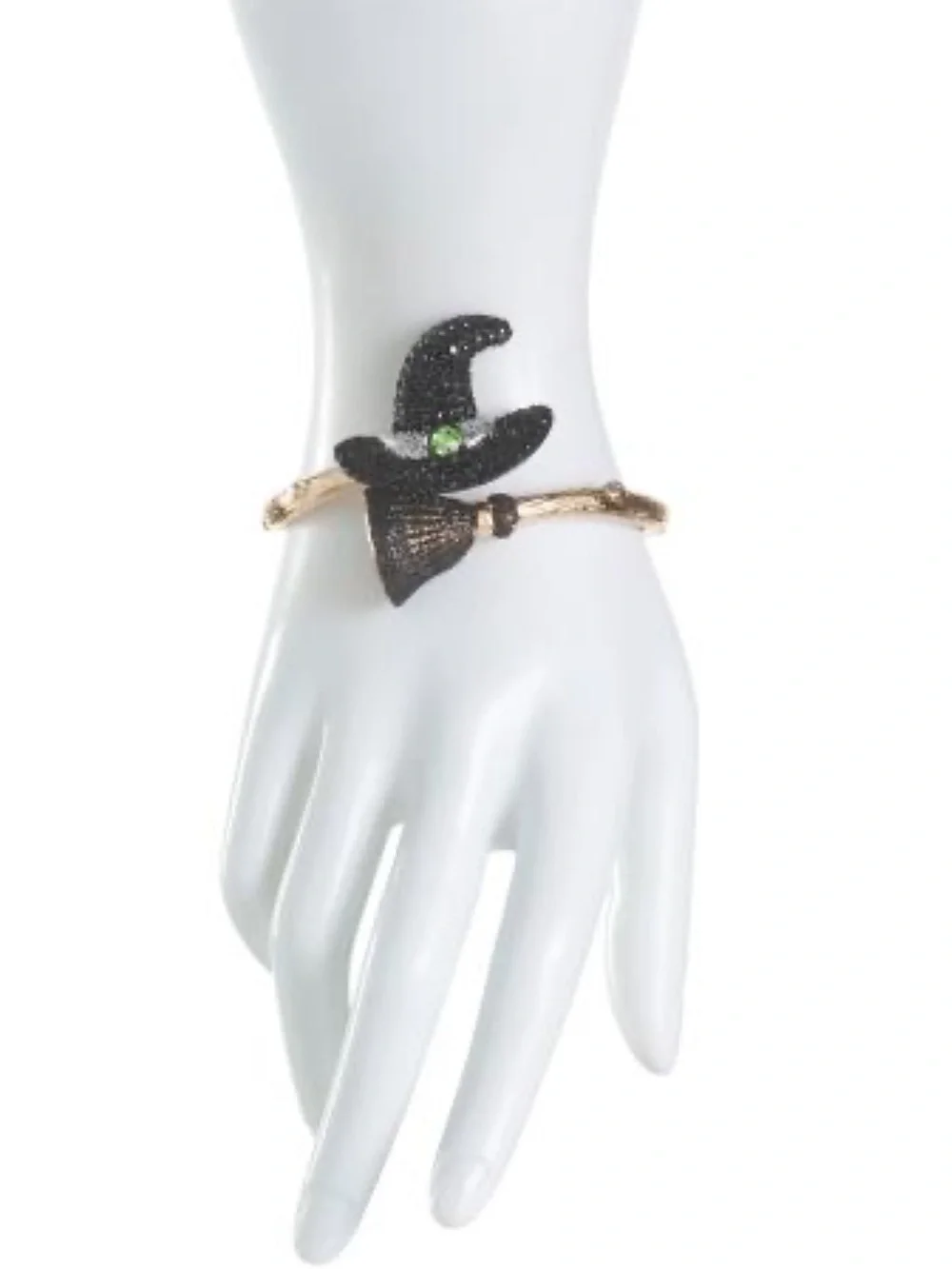 Betsey Johnson NWT Black Crystal Witch Hat Bypass Bracelet